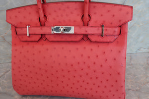 HERMES／エルメス バーキン30 オーストリッチ ブーゲンビリア □N刻印 ハンドバッグ 700070254