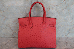 HERMES／エルメス バーキン30 オーストリッチ ブーゲンビリア □N刻印 ハンドバッグ 700070254