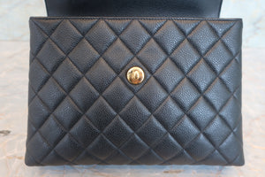CHANEL Matelasse trapezoid hand bag Caviar skin Black/Gold hadware Hand bag 700100039