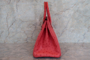 HERMES／エルメス バーキン30 オーストリッチ ブーゲンビリア □N刻印 ハンドバッグ 700070254
