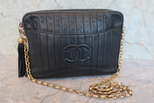 Load image into Gallery viewer, CHANEL Mademoiselle Fringe chain shoulder bag Lambskin Black/Gold hadware Shoulder bag 800040117
