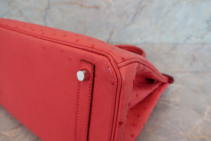 HERMES／エルメス バーキン30 オーストリッチ ブーゲンビリア □N刻印 ハンドバッグ 700070254