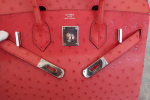 HERMES／エルメス バーキン30 オーストリッチ ブーゲンビリア □N刻印 ハンドバッグ 700070254