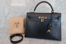 画像をギャラリービューアに読み込む, HERMES／エルメス ケリー32 ボックスカーフ ブラック 〇X刻印 ショルダーバッグ 700070202

