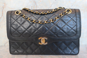 CHANEL/シャネル パリ限定マトラッセダブルフラップチェーンショルダーバッグ ラムスキン ブラック/ゴールド金具 ショルダーバッグ 600080188