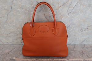 HERMES／BOLIDE 31 Clemence leather Orange □K Engraving Shoulder bag 500100292