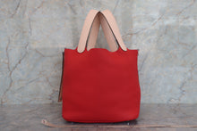 将图片加载到图库查看器，HERMES PICOTIN LOCK CASAQUE MM Clemence leather/Swift leather Rouge tomate/Rose Eglantine X刻印 Hand bag 700060244

