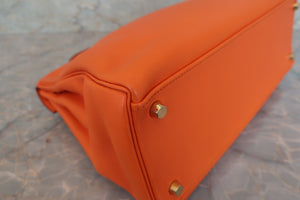 HERMES／エルメス ケリー32 ヴォーガリバー オレンジ □B刻印 ショルダーバッグ 700070169