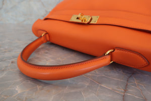 HERMES／エルメス ケリー32 ヴォーガリバー オレンジ □B刻印 ショルダーバッグ 700070169