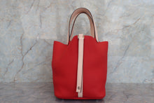 将图片加载到图库查看器，HERMES PICOTIN LOCK CASAQUE MM Clemence leather/Swift leather Rouge tomate/Rose Eglantine X刻印 Hand bag 700060244
