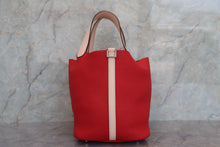 将图片加载到图库查看器，HERMES PICOTIN LOCK CASAQUE MM Clemence leather/Swift leather Rouge tomate/Rose Eglantine X刻印 Hand bag 700060244
