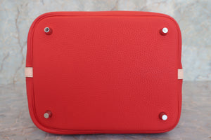 HERMES PICOTIN LOCK CASAQUE MM Clemence leather/Swift leather Rouge tomate/Rose Eglantine X刻印 Hand bag 700060244