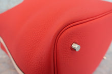 将图片加载到图库查看器，HERMES PICOTIN LOCK CASAQUE MM Clemence leather/Swift leather Rouge tomate/Rose Eglantine X刻印 Hand bag 700060244
