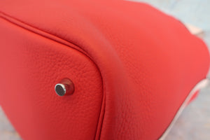 HERMES PICOTIN LOCK CASAQUE MM Clemence leather/Swift leather Rouge tomate/Rose Eglantine X刻印 Hand bag 700060244