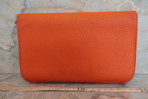 HERMES／エルメス ドゴンGM トゴ オレンジ □I刻印 財布 700020126