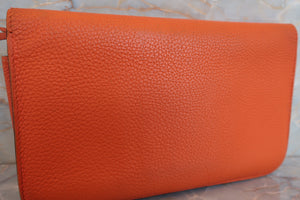 HERMES／エルメス ドゴンGM トゴ オレンジ □I刻印 財布 700020126