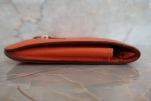 HERMES／エルメス ドゴンGM トゴ オレンジ □I刻印 財布 700020126