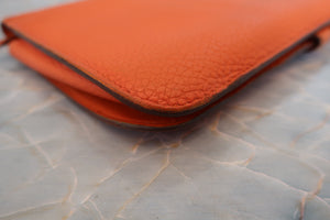 HERMES／エルメス ドゴンGM トゴ オレンジ □I刻印 財布 700020126