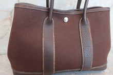 将图片加载到图库查看器，HERMES GARDEN PARTY TTPM Toile officier/Leather Brown □H刻印 Hand bag 600070192
