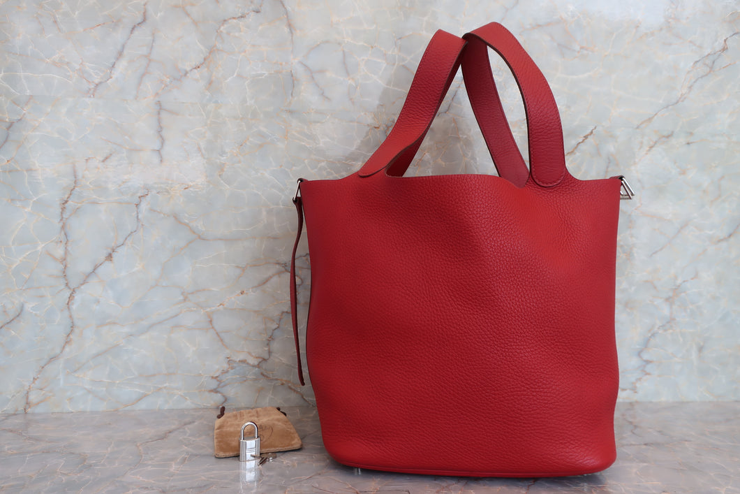 HERMES／エルメス ピコタンロックGM トリヨンクレマンス ルージュガランス □R刻印 ハンドバッグ 700060263