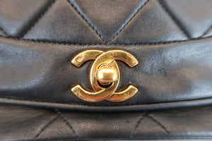 CHANEL Diana matelasse chain shoulder bag Lambskin Black/Gold hadware Shoulder bag 600050049