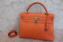 将图片加载到图库查看器，HERMES KELLY 32 Gulliver leather Orange 〇W刻印 Shoulder bag 800040080
