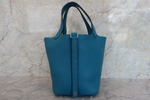 HERMES／エルメス ピコタンロックＰＭ トリヨンクレマンス ブルーイズミール □Q刻印 ハンドバッグ 700070234