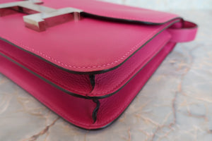 HERMES CONSTANCE3 24 Evercolor leather Rose purple C Engraving Shoulder bag 700050095