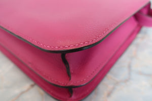 HERMES CONSTANCE3 24 Evercolor leather Rose purple C Engraving Shoulder bag 700050095