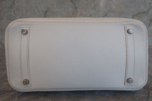 HERMES BIRKIN 30 Clemence leather White □J Engraving Hand bag 600030115