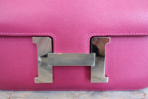 HERMES CONSTANCE3 24 Evercolor leather Rose purple C Engraving Shoulder bag 700050095