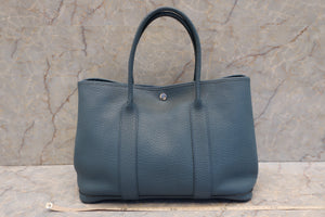 HERMES  GARDEN PARTY PM Negonda leather Blue tempete □O刻印 Tote bag 600120050