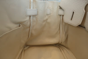 HERMES BIRKIN 30 Clemence leather White □J Engraving Hand bag 600030115