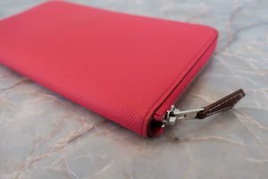 HERMES／エルメス アザップロング シルクイン ヴォーエプソン/シルク ローズエクストリーム A刻印 財布 700070221