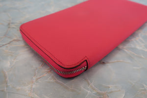 HERMES／エルメス アザップロング シルクイン ヴォーエプソン/シルク ローズエクストリーム A刻印 財布 700070221