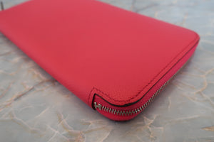 HERMES／エルメス アザップロング シルクイン ヴォーエプソン/シルク ローズエクストリーム A刻印 財布 700070221