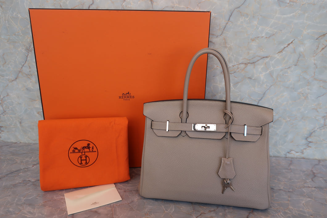 HERMES BIRKIN 30 Togo leather Gris tourterelle □N Engraving Hand bag 700070012