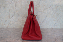 Load image into Gallery viewer, HERMES BIRKIN 35 Clemence leather Rouge vif □B Engraving Hand bag 700120190
