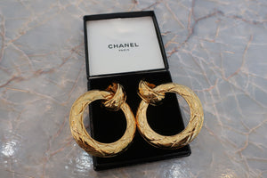 CHANEL Matelasse hoop earring Gold plate Gold Earring 600090059