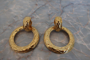 CHANEL Matelasse hoop earring Gold plate Gold Earring 600090059