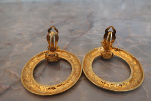 CHANEL Matelasse hoop earring Gold plate Gold Earring 600090059