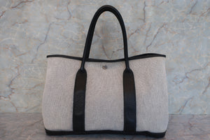 HERMES GARDEN PARTY PM Toile H/Leather Gray/Black □H刻印 Tote bag 600090028