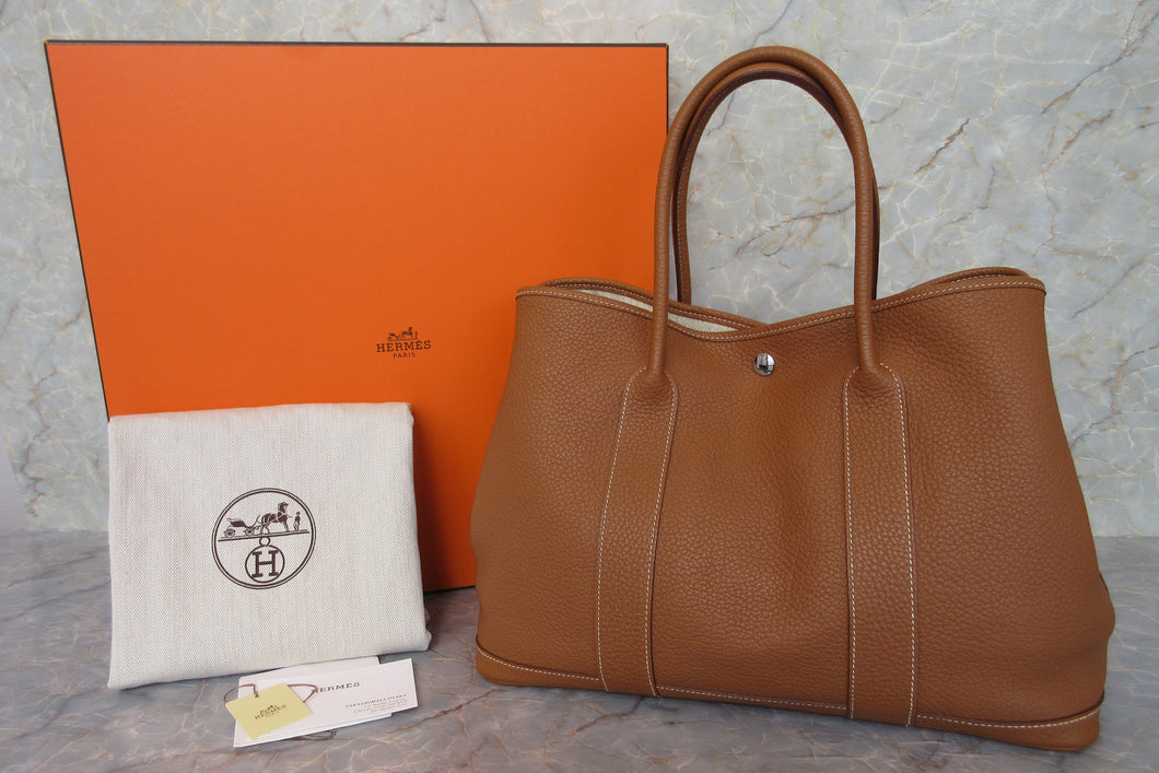 HERMES  GARDEN PARTY PM Negonda leather Gold □R刻印 Tote bag 600120296