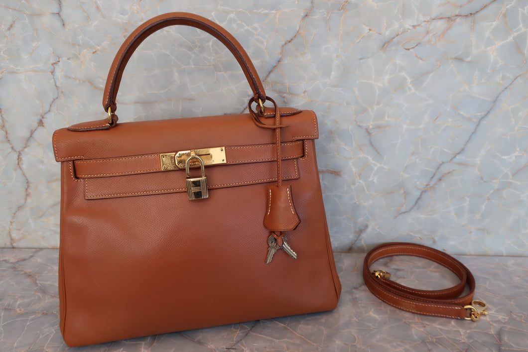 HERMES／エルメス ケリー28 クシュベル ゴールド ショルダーバッグ 700030179