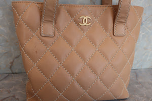 CHANEL/香奈儿 粗线 托特包 羊皮 Beige/Gold hadware(米色/金色金属) 托特包 600070023