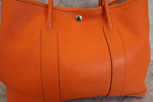 HERMES  GARDEN PARTY PM Negonda leather Orange □O Engraving Tote bag 700010158