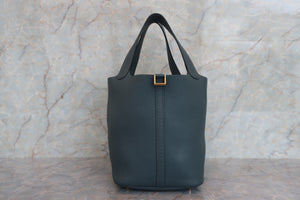 HERMES／エルメス ピコタンロックＭＭ トリヨンクレマンス ブルーオラージュ Z刻印 ハンドバッグ 700060249