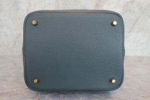 HERMES／エルメス ピコタンロックＭＭ トリヨンクレマンス ブルーオラージュ Z刻印 ハンドバッグ 700060249