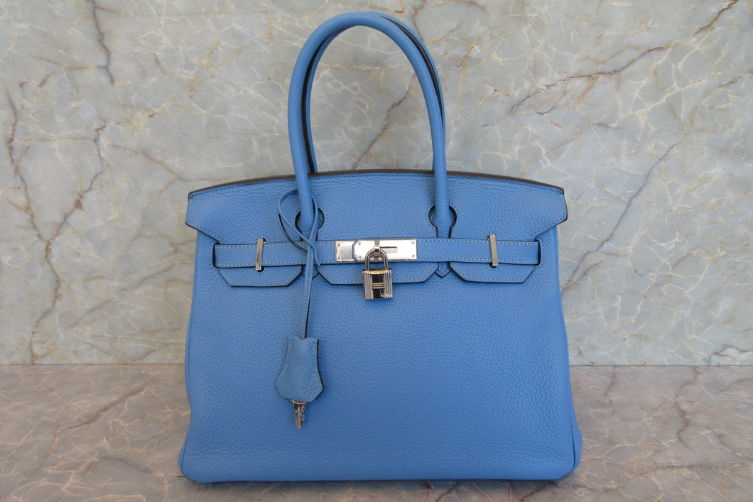 HERMES BIRKIN 30 Clemence leather Blue paradise □R刻印 Hand bag 700010154