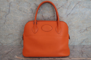 HERMES／BOLIDE 31 Clemence leather Orange □L Engraving Shoulder bag 600070164